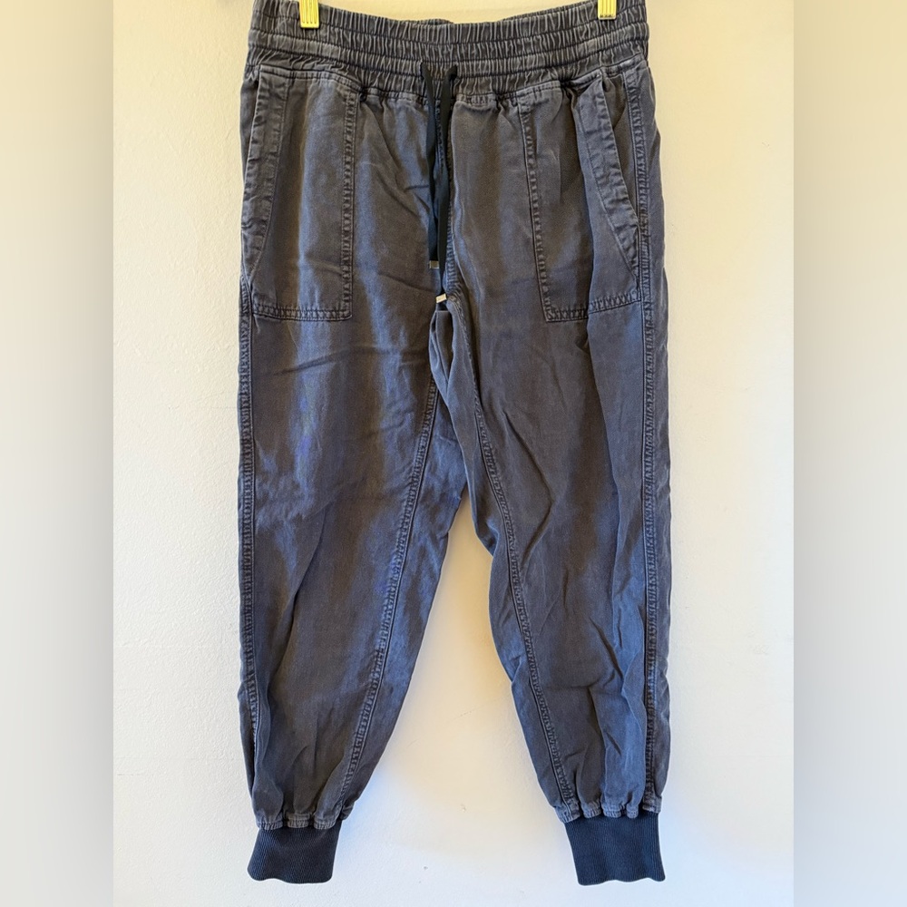 ZARA Woman’s High Waist Cuffed Legs Lyocell Linen Jogger Pants in Gray Size:XS - Picture 1 of 4